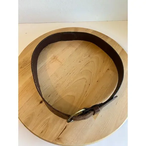 GAP Brown Genuine Leather Brass Buckle Belt Unisex Size Small - Picture 7 of 12
